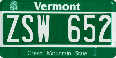 VT license plate ZSW652