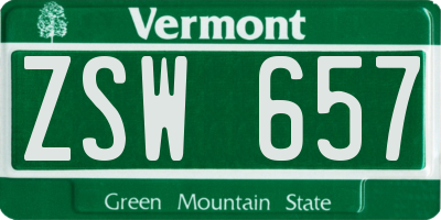 VT license plate ZSW657