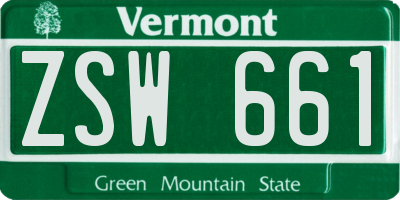 VT license plate ZSW661