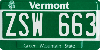 VT license plate ZSW663