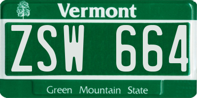 VT license plate ZSW664