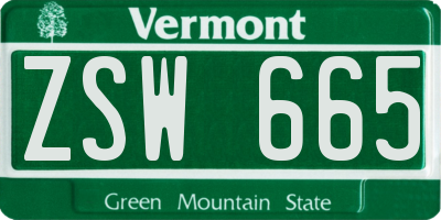 VT license plate ZSW665