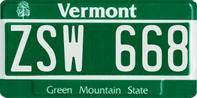 VT license plate ZSW668