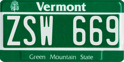 VT license plate ZSW669