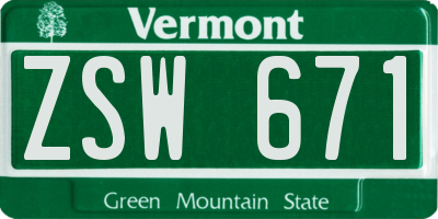 VT license plate ZSW671