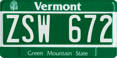 VT license plate ZSW672