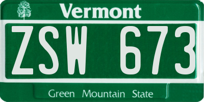 VT license plate ZSW673