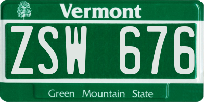 VT license plate ZSW676