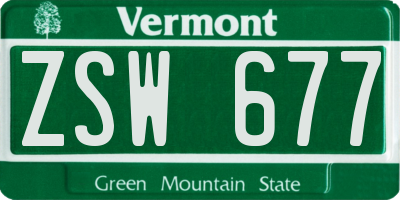 VT license plate ZSW677