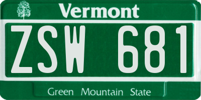 VT license plate ZSW681