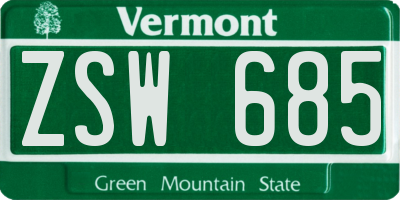 VT license plate ZSW685