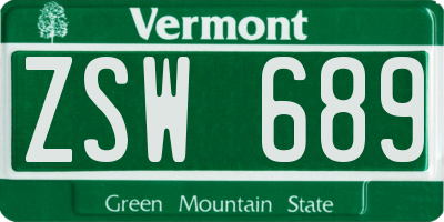 VT license plate ZSW689