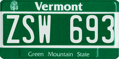 VT license plate ZSW693