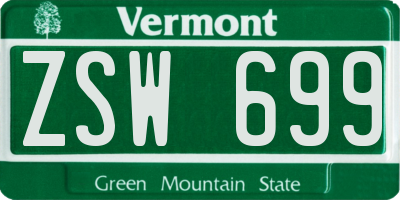 VT license plate ZSW699