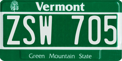 VT license plate ZSW705