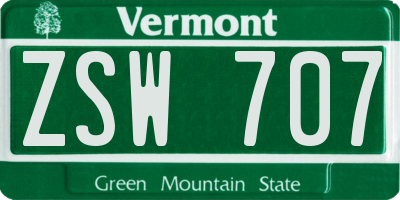 VT license plate ZSW707