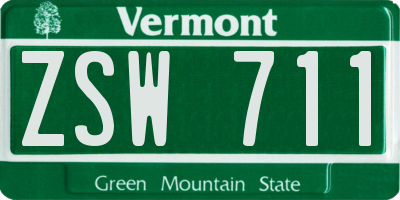 VT license plate ZSW711
