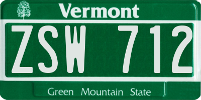VT license plate ZSW712