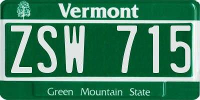 VT license plate ZSW715