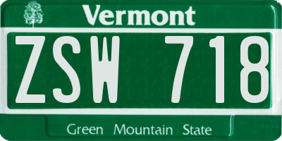 VT license plate ZSW718