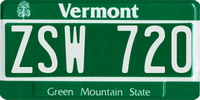 VT license plate ZSW720