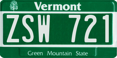 VT license plate ZSW721