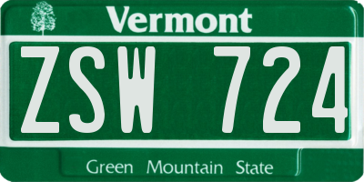 VT license plate ZSW724