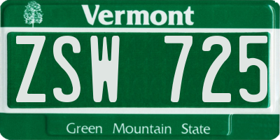 VT license plate ZSW725