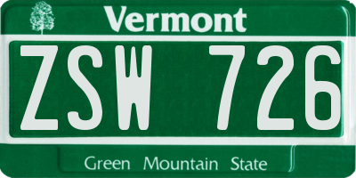 VT license plate ZSW726