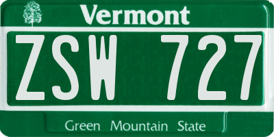 VT license plate ZSW727