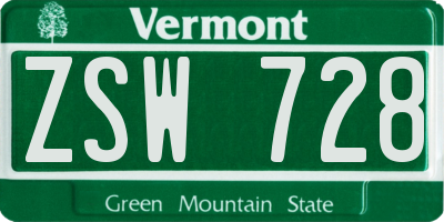 VT license plate ZSW728
