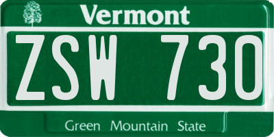 VT license plate ZSW730