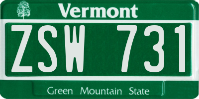 VT license plate ZSW731
