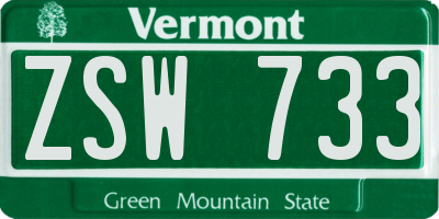 VT license plate ZSW733