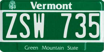 VT license plate ZSW735