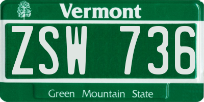 VT license plate ZSW736