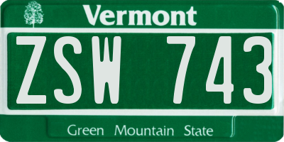 VT license plate ZSW743