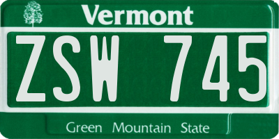 VT license plate ZSW745
