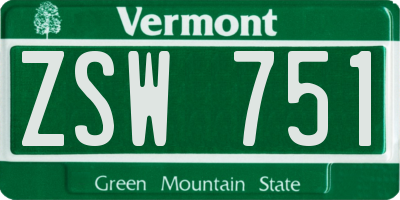 VT license plate ZSW751