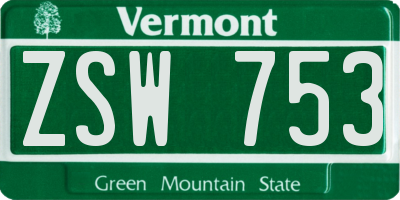 VT license plate ZSW753