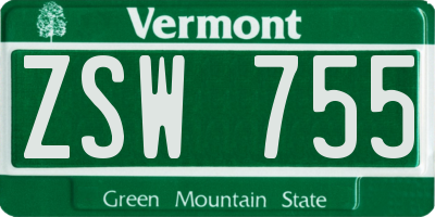 VT license plate ZSW755