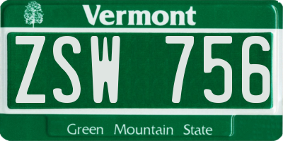 VT license plate ZSW756