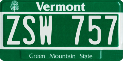 VT license plate ZSW757