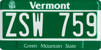 VT license plate ZSW759