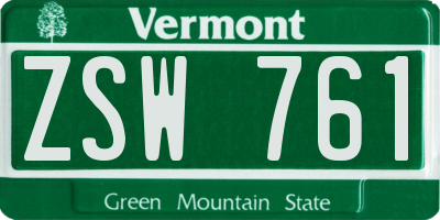 VT license plate ZSW761