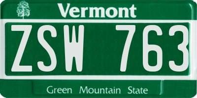 VT license plate ZSW763