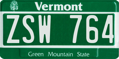 VT license plate ZSW764