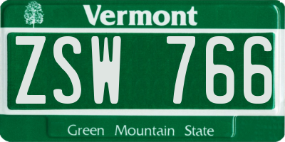 VT license plate ZSW766
