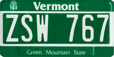 VT license plate ZSW767