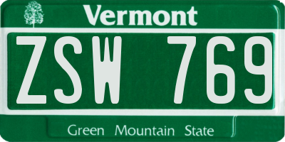 VT license plate ZSW769
